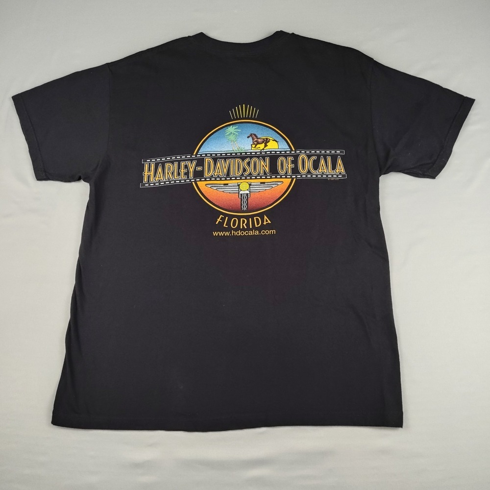 VTG Harley Davidson Ocala Florida T Shirt Men L 2006 Chrome Double Sided USA